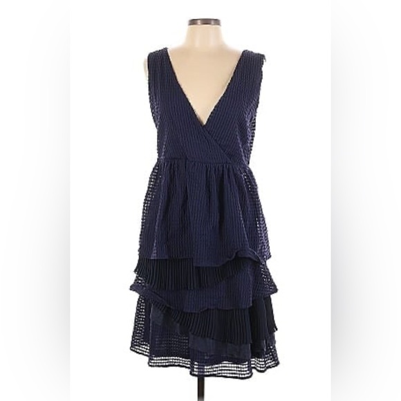 Anthropologie Dresses & Skirts - Ric Rac Anthropologie waffle pleated layered dress navy XL XE